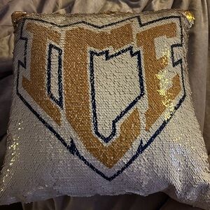ICE ALLSTARS Gold and White Sequin Decorative Pillow